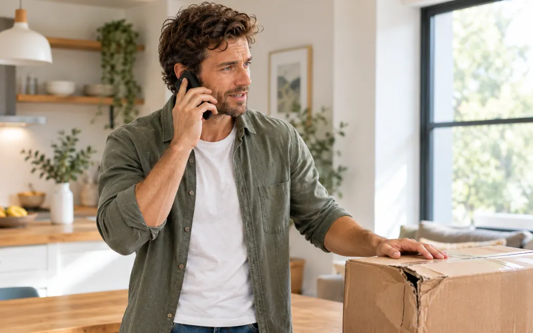 Courier claim — English speaking practice scene