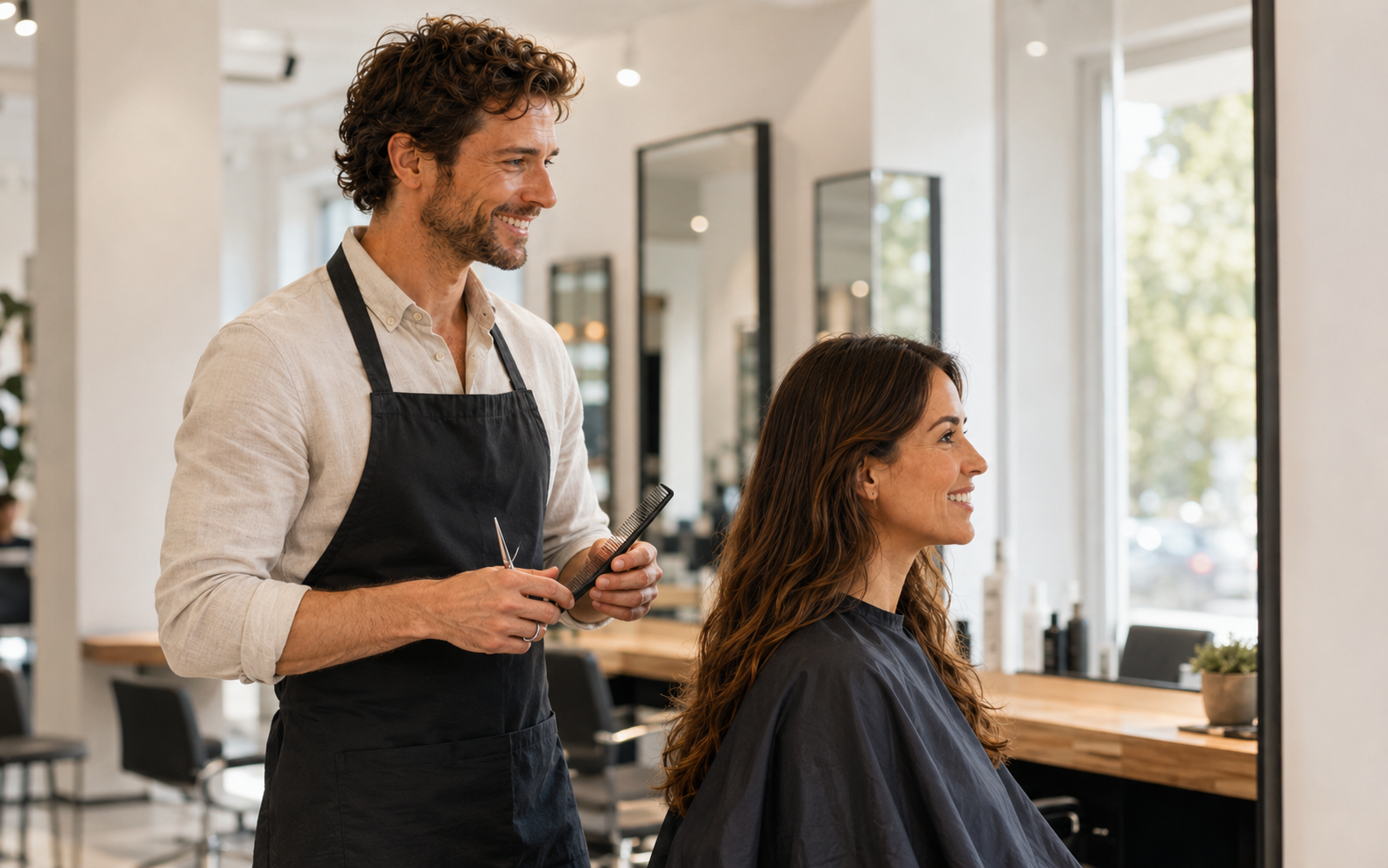 At the hairdresser — English speaking practice scene