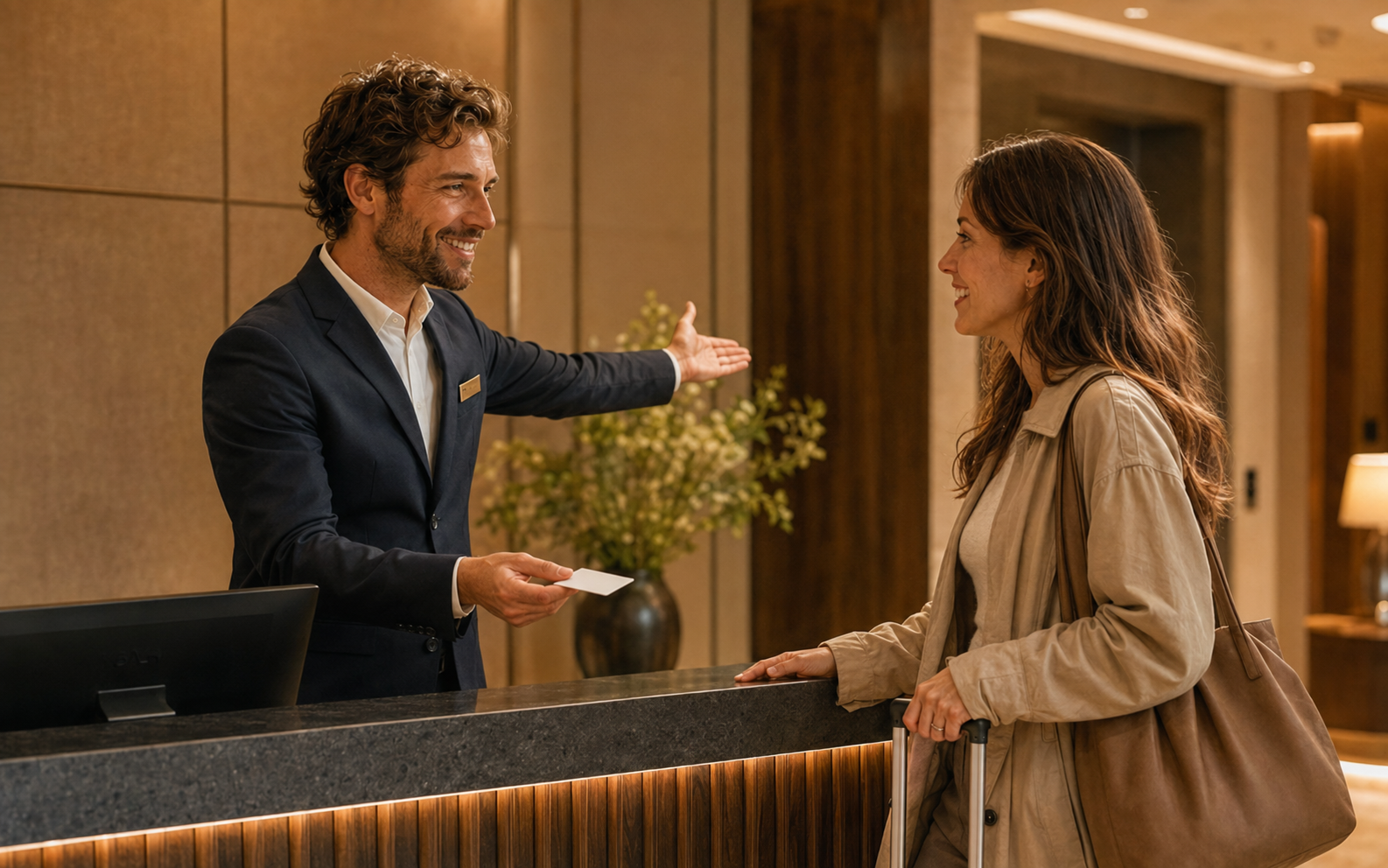 Hotel check-in — English speaking practice scene