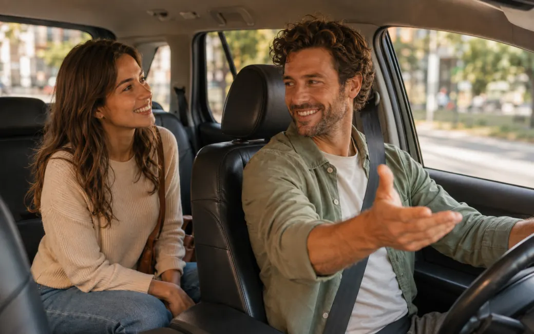 Taxi / rideshare — English speaking practice scene