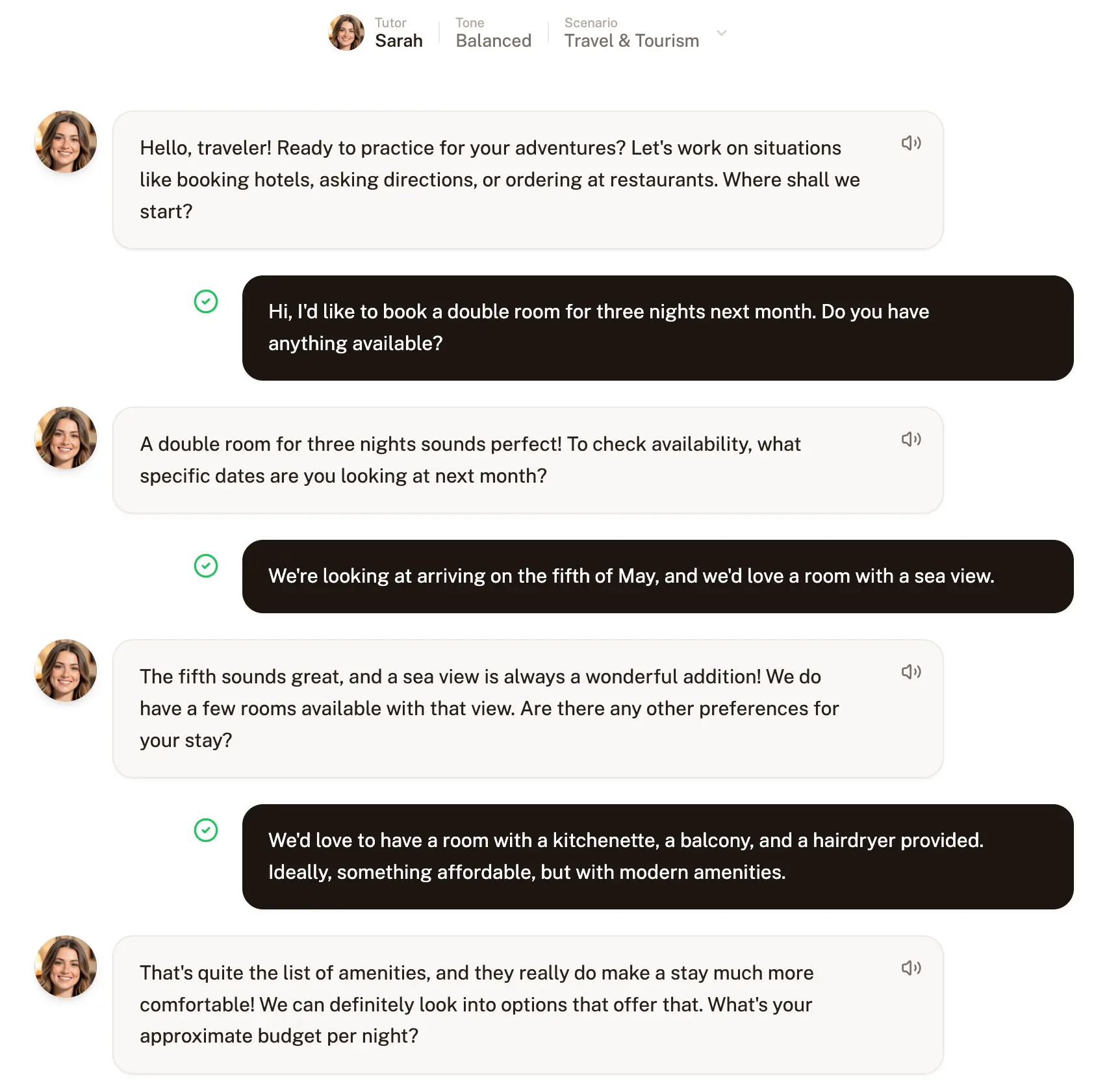 AI English tutor speaking practice on WeSpeak